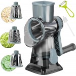 Rotary Cheese Grater Multi-Purpose Stainless Steel Cheese Shredder - Cheese Grater With Handle Effortless Grating of Carrots, Potatoes, Vegetables, and Fruits (blue)