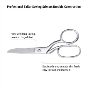 Professional Stainless Steel Fabric Scissors, 8-Inch Heavy Duty MultiPurpose Tailor Sewing Scissors for Fabric Cutting, Leather, Craft, Sharp Precision Shears Blades, Ergonomic Comfort Grip