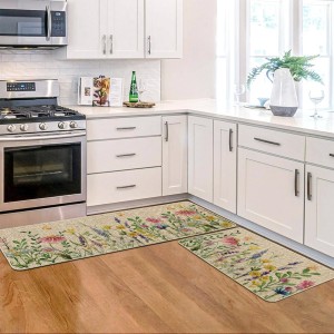Artoid Mode Flowers Lavender Daisy Spring Kitchen Mats Set of 2, Summer Home Decor Low-Profile Kitchen Rugs for Floor - 17x29 and 17x47 Inch