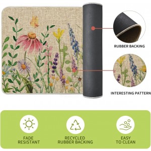 Artoid Mode Flowers Lavender Daisy Spring Kitchen Mats Set of 2, Summer Home Decor Low-Profile Kitchen Rugs for Floor - 17x29 and 17x47 Inch