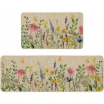 Artoid Mode Flowers Lavender Daisy Spring Kitchen Mats Set of 2, Summer Home Decor Low-Profile Kitchen Rugs for Floor - 17x29 and 17x47 Inch