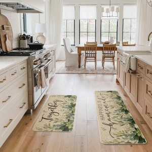 Artoid Mode Eucalyptus Together Spring Kitchen Mats Set of 2, Summer Home Decor Low-Profile Kitchen Rugs for Floor - 17x29 and 17x47 Inch