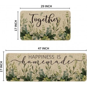 Artoid Mode Eucalyptus Together Spring Kitchen Mats Set of 2, Summer Home Decor Low-Profile Kitchen Rugs for Floor - 17x29 and 17x47 Inch