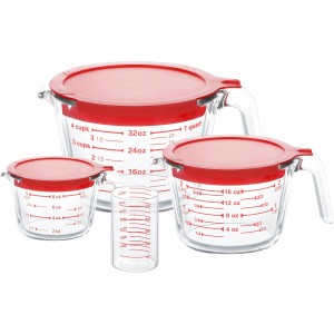 KOMUEE 4 Piece Glass Measuring Cups Set,...