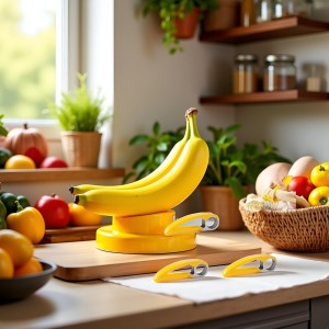 3Pcs Yellow Food Manual Slicer Banana Strawberry Cucumber Carrot Egg Vegetable Fruit Multifunctional Slicer Stainless Steel Food Slicer, Handheld Portable Small Food Slicer Mandolines and Slicers