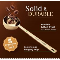 Orblue Premium Coffee Scoop Set - 1 Tbsp (15ml) & 2 Tbsp (30ml) Measuring Tablespoon - Stainless Steel Coffee Measuring Spoon and Scooper with Long Handles - Pack of 2, Light Gold