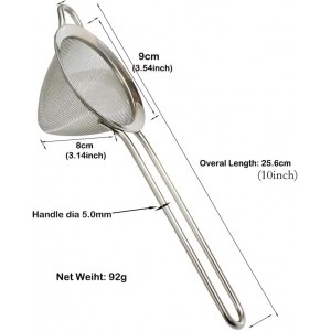 Fine Mesh Cocktail Strainer, Stainless Steel, Long Handle Set of 2 (Stainless Steel set of 2)