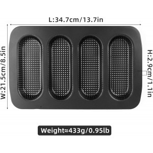 Carbon Steel Hot Dogs Buns Mold - Set of 2 Baguette Pan Nonstick French Bread Loaf Pan 4 Trays Baking Mold for Hot Dogs, Buns