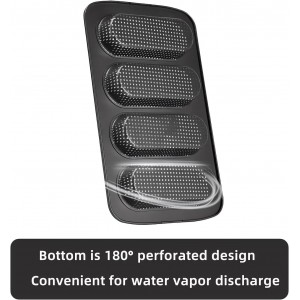 Carbon Steel Hot Dogs Buns Mold - Set of 2 Baguette Pan Nonstick French Bread Loaf Pan 4 Trays Baking Mold for Hot Dogs, Buns