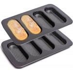 Carbon Steel Hot Dogs Buns Mold - Set of 2 Baguette Pan Nonstick French Bread Loaf Pan 4 Trays Baking Mold for Hot Dogs, Buns