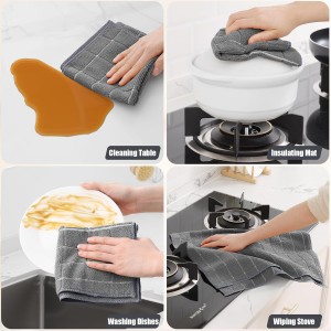 Homaxy Microfiber Kitchen Towels and Dishcloths Set, 12 Pack Soft and Absorbent Dish Hand Towels Bulk, 28 x 16 Inch & 12 x 12 Inch Quick Drying Rags for Washing Dishes, Grey