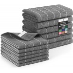 Homaxy Microfiber Kitchen Towels and Dishcloths Set, 12 Pack Soft and Absorbent Dish Hand Towels Bulk, 28 x 16 Inch & 12 x 12 Inch Quick Drying Rags for Washing Dishes, Grey