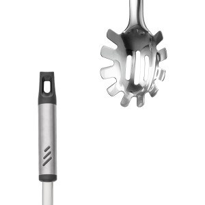 Spaghetti Spoon, Stainless Steel Pasta Spoon for Serving and Cooking, 13.4 Inch Pasta Fork with Teeth for Noodles, Ramen and Tagliolini, Comfortable Grip Design, Silver