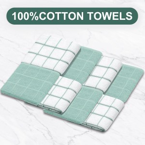 Oven Mitts Pot Holders Sets/Kitchen Towels and Dishcloths, Oven Gloves Kitchen Dish Towels 500 Degree Heat Resistant Potholders with Non-Slip Silicone Surface for Cooking, Grilling, Baking-Mint Green