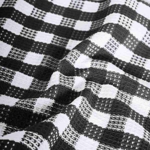 Blue Needles Set of 8 Waffle Weave Check Plaid Dish Cloths, 12x12 Inches 100% Cotton Dish Towels for Kitchen, Ultra Soft & Absorbent Kitchen Towels for Quick Drying Spring Summer - Black & White