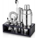 KITESSENSU Cocktail Shaker Set with Stand | Mixology Bartender Kit Bar Set with Essential Bar Accessories for Home Bar: Martini Shaker, Jigger, Muddler, Bar Spoon | Drink Mixer Cocktail Kit