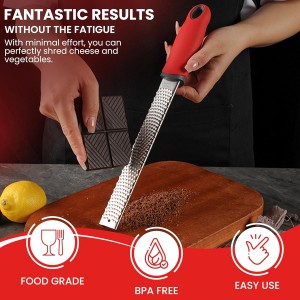 Lemon Zester Grater, Citrus Grater with Handle, Parmesan cheese, Lemon, Chocolate, Nutmeg, Ginger, Fruit, Stainless Steel Tool