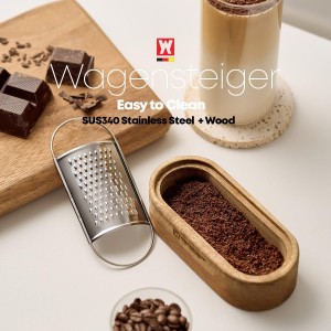 Removable SUS304 Stainless Steel Cheese Grater with Wooden Container, Wooden Shredder, Citrus Zester, Perfect for Presenting Freshly Grated Cheese or Zest