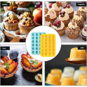 2PCS Silicone Mini Muffin Pan, 24 Cups Nonstick Mini Cupcake Pan for Baking, BPA Free and Dishwasher Safe, Great for Making Muffin Cakes, Tart, Bread and Egg Bites