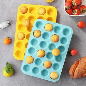 2PCS Silicone Mini Muffin Pan, 24 Cups Nonstick Mini Cupcake Pan for Baking, BPA Free and Dishwasher Safe, Great for Making Muffin Cakes, Tart, Bread and Egg Bites
