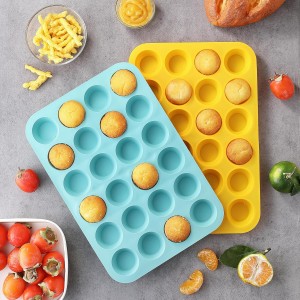 2PCS Silicone Mini Muffin Pan, 24 Cups Nonstick Mini Cupcake Pan for Baking, BPA Free and Dishwasher Safe, Great for Making Muffin Cakes, Tart, Bread and Egg Bites