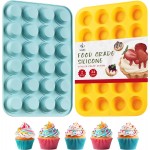 2PCS Silicone Mini Muffin Pan, 24 Cups Nonstick Mini Cupcake Pan for Baking, BPA Free and Dishwasher Safe, Great for Making Muffin Cakes, Tart, Bread and Egg Bites