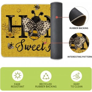 Artoid Mode Beige Bee Home Sweet Home Spring Kitchen Mats Set of 2, Summer Home Decor Low-Profile Kitchen Rugs for Floor - 17x29 and 17x47 Inch