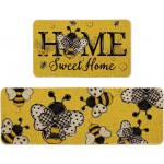 Artoid Mode Beige Bee Home Sweet Home Spring Kitchen Mats Set of 2, Summer Home Decor Low-Profile Kitchen Rugs for Floor - 17x29 and 17x47 Inch
