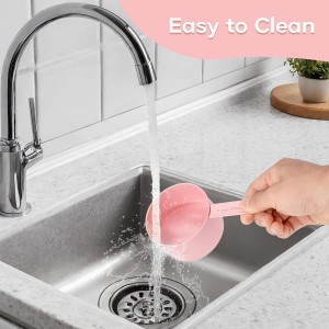 Measuring Cups and Spoons Set of 9, Stainless Steel Measuring cup for Cooking and Baking, Measuring spoons for Dry and Liquid Ingredients (Pink)