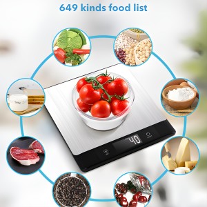 Smart Food Scale for Kitchen,Digital Food Scale with Nutritional Calculator, 24 Nutrients Tracking for Weight Loss, Connect to Smartphone App Android and iOS, Stainless Steel 11lb max