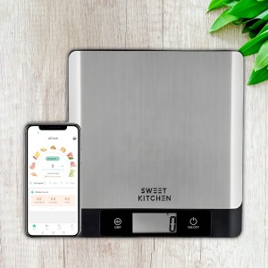 Smart Food Scale for Kitchen,Digital Food Scale with Nutritional Calculator, 24 Nutrients Tracking for Weight Loss, Connect to Smartphone App Android and iOS, Stainless Steel 11lb max