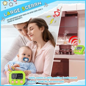 Mwellewm Kitchen Timer 6 Packs Digital Timers for Classroom Small Magnetic Countdown Stopwatch for Cooking Mini Loud Alarm Stop for Kitchen Study Work Baking Sports Games Timer Clock