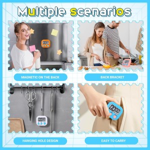Mwellewm Kitchen Timer 6 Packs Digital Timers for Classroom Small Magnetic Countdown Stopwatch for Cooking Mini Loud Alarm Stop for Kitchen Study Work Baking Sports Games Timer Clock