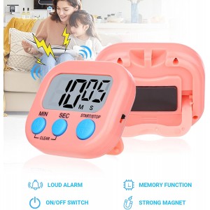 Mwellewm Kitchen Timer 6 Packs Digital Timers for Classroom Small Magnetic Countdown Stopwatch for Cooking Mini Loud Alarm Stop for Kitchen Study Work Baking Sports Games Timer Clock
