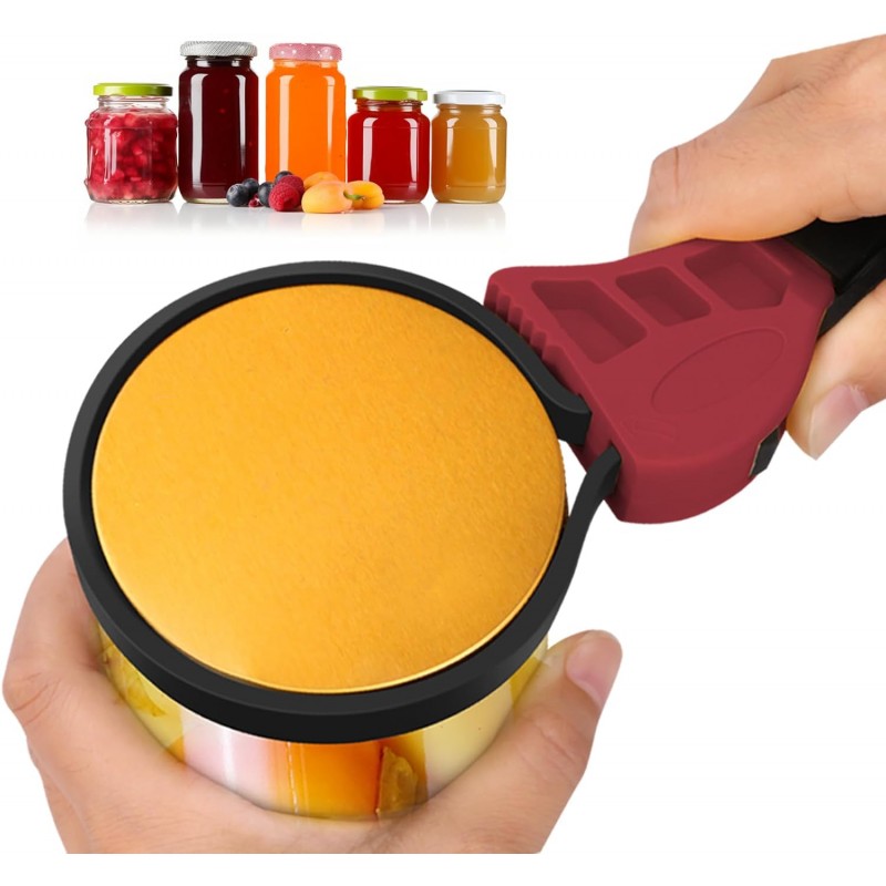 Jar Opener for Weak Hands, Seniors with Arthritis, Strap Adjustable Jar Opener, with Non Slip Rubber, Kitchen Gadgets lid opener jar opener (Red Black)
