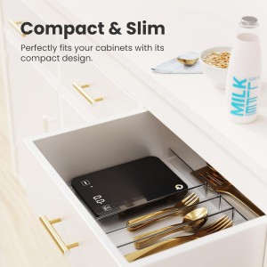 Qahar Food Scale with Nutritional Calculator, Waterproof LED Display Digital Kitchen Scale for Weight Loss Cooking Baking Keto Macro Diet, Calorie Counting, Black Glass, 22lb/10kg