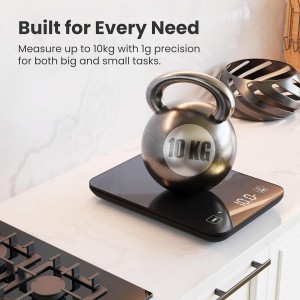 Qahar Food Scale with Nutritional Calculator, Waterproof LED Display Digital Kitchen Scale for Weight Loss Cooking Baking Keto Macro Diet, Calorie Counting, Black Glass, 22lb/10kg