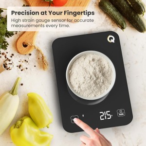 Qahar Food Scale with Nutritional Calculator, Waterproof LED Display Digital Kitchen Scale for Weight Loss Cooking Baking Keto Macro Diet, Calorie Counting, Black Glass, 22lb/10kg