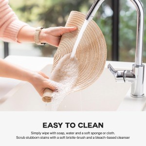 Round Placemats Set of 6 Woven Placemats Washable Braided Table Mats for Dining Table Heat Resistant Non-Slip Circle Place Mats(Beige)