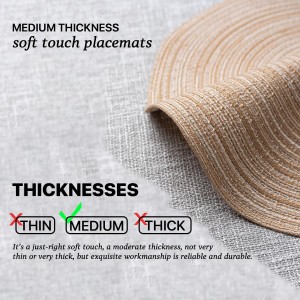 Round Placemats Set of 6 Woven Placemats Washable Braided Table Mats for Dining Table Heat Resistant Non-Slip Circle Place Mats(Beige)