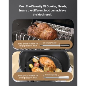 Meat Thermometer Wireless with Dual Probes for Grilling & Smoking | Fitflavor Bluetooth WiFi Meat Thermometer - Smart Meat Probe for BBQ, Oven, Rechargeable IP67 Waterproof