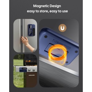 Meat Thermometer Wireless with Dual Probes for Grilling & Smoking | Fitflavor Bluetooth WiFi Meat Thermometer - Smart Meat Probe for BBQ, Oven, Rechargeable IP67 Waterproof