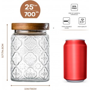 3-Pack 24oz Glass Jar With Airtight Lid,Kitchen Canisters For Countertop,Coffee Sugar Container Set,Pantry Glass Storage Containers For Flour,Candy,Loose Tea,Snack, mason jars