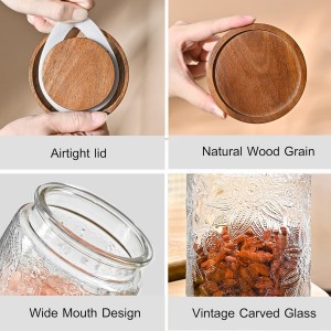 3-Pack 24oz Glass Jar With Airtight Lid,Kitchen Canisters For Countertop,Coffee Sugar Container Set,Pantry Glass Storage Containers For Flour,Candy,Loose Tea,Snack, mason jars
