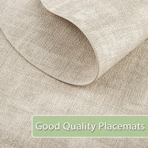 Placemats for Dining Table Set of 8 Non-Slip, Heat Resistant Oval Leather Placemat Double Layer, Waterproof Table Mats Easy to Clean for Kitchen Dining Room Coffee Office Table, Beige