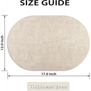 Placemats for Dining Table Set of 8 Non-Slip, Heat Resistant Oval Leather Placemat Double Layer, Waterproof Table Mats Easy to Clean for Kitchen Dining Room Coffee Office Table, Beige