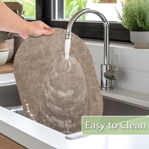 Placemats Set of 8 Non Slip, Heat Resistant Oval Faux Leather Place mats Double Layer, Waterproof Table Mats Easy to Clean for Kitchen Dining Room Coffee Office Table, Apricot