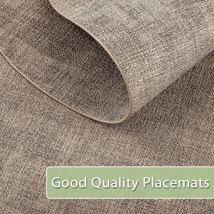 Placemats Set of 8 Non Slip, Heat Resistant Oval Faux Leather Place mats Double Layer, Waterproof Table Mats Easy to Clean for Kitchen Dining Room Coffee Office Table, Apricot