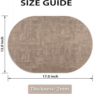 Placemats Set of 8 Non Slip, Heat Resistant Oval Faux Leather Place mats Double Layer, Waterproof Table Mats Easy to Clean for Kitchen Dining Room Coffee Office Table, Apricot