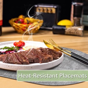 Placemats for Dining Table Set of 8 Non-Slip, Heat Resistant Leather Placemat Double Layer, Waterproof Table Mats Easy to Clean for Kitchen Dining Room Coffee Office Table, Grey